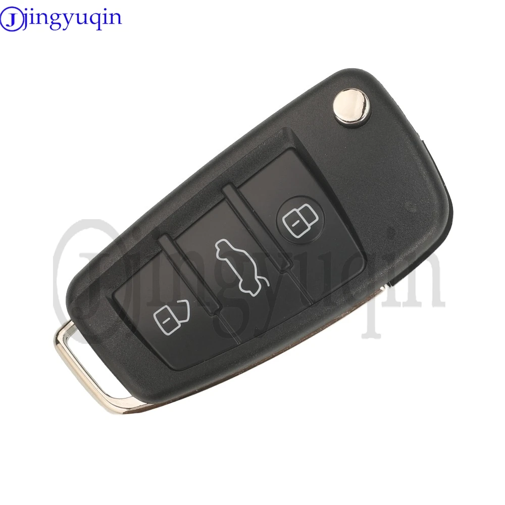 กุญแจรีโมทรถยนต์แบบพับได้ Jingyuqin 8V0837220E Keyless Go 315MHz MQB48 Megamos AES Chip 3/4 ปุ่ม สำหรับ Audi A3 S3 Q3 2015+