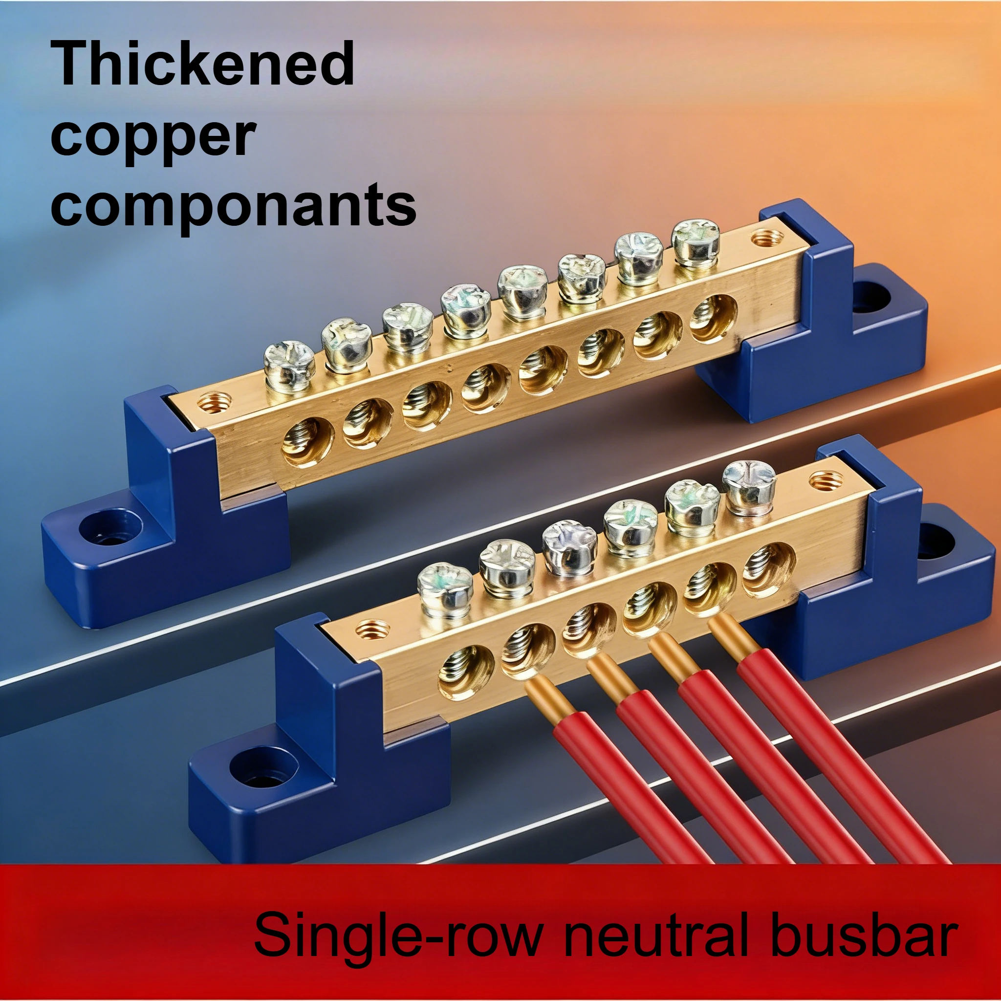 Copper Busbar Cabinet Grounding Busbar Copper Terminal Block  12456810 Hole Connection Grounding Distribution Box Busbar Brass