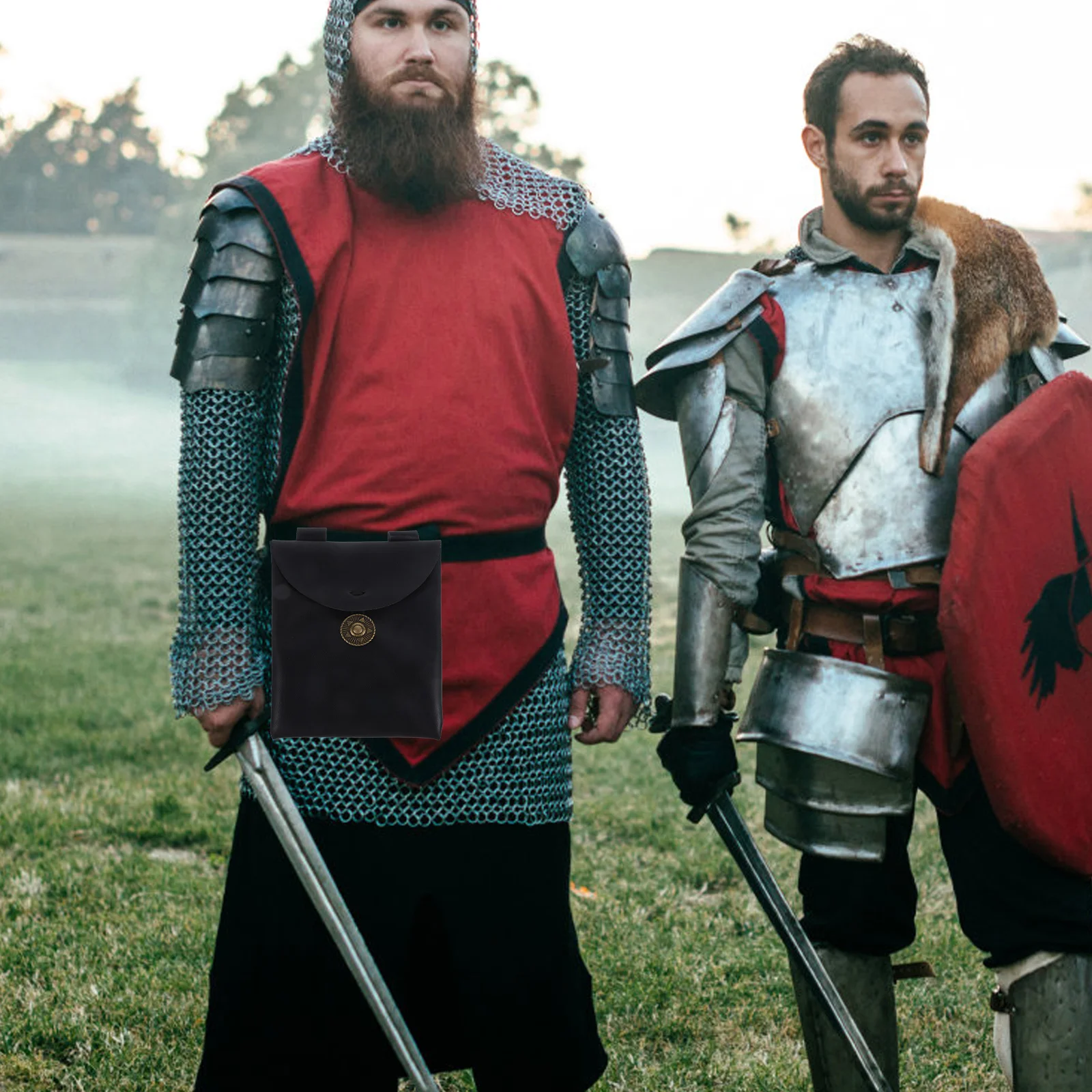 1pc ウエストポーチバッグレトロ中世 Pu ポータブルコンパクト大容量コスプレパーティー海賊コスチュームアクセサリー