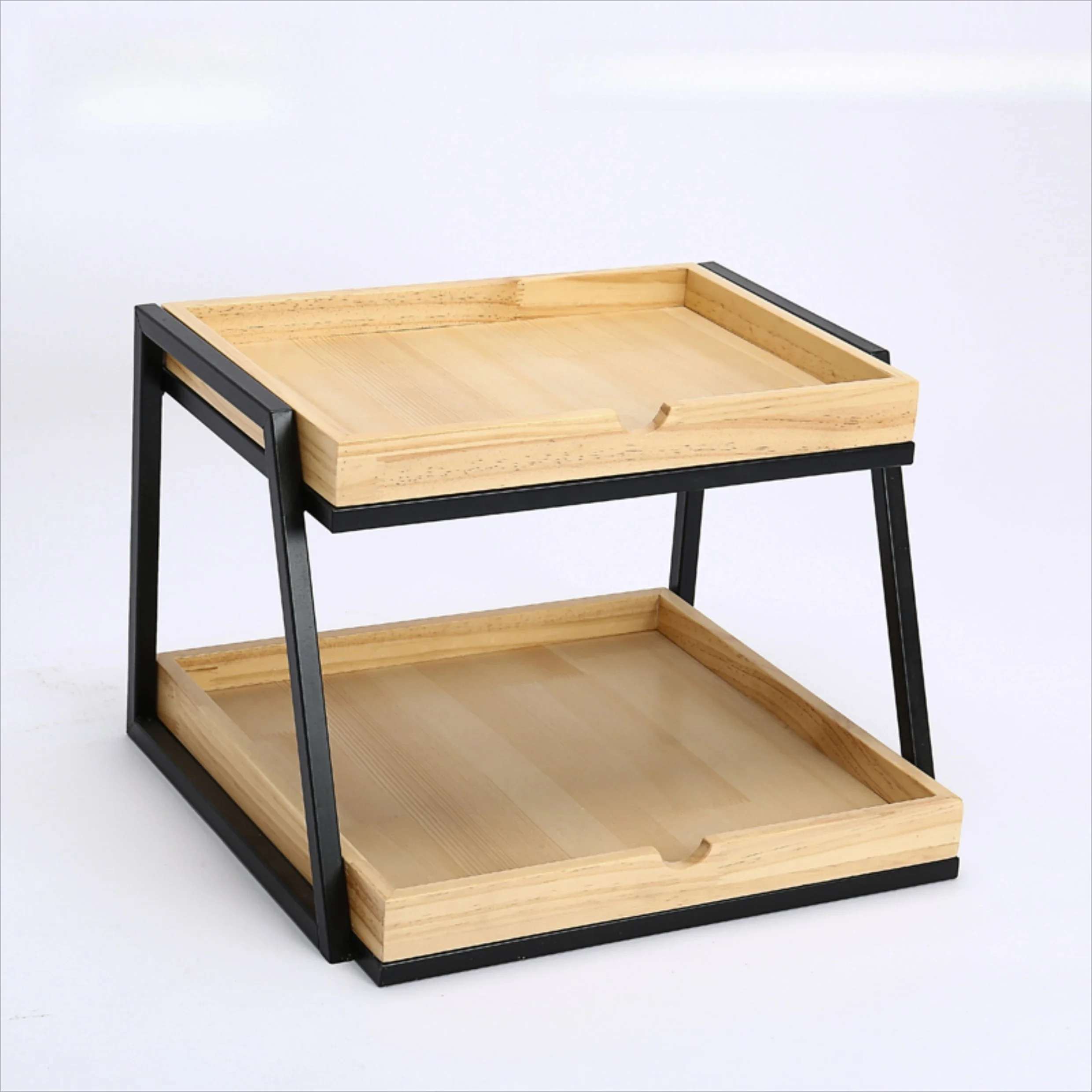 Two-layer pine iron rack cake bakery supermarket fresh fruit dried fruit rack commercial end point display