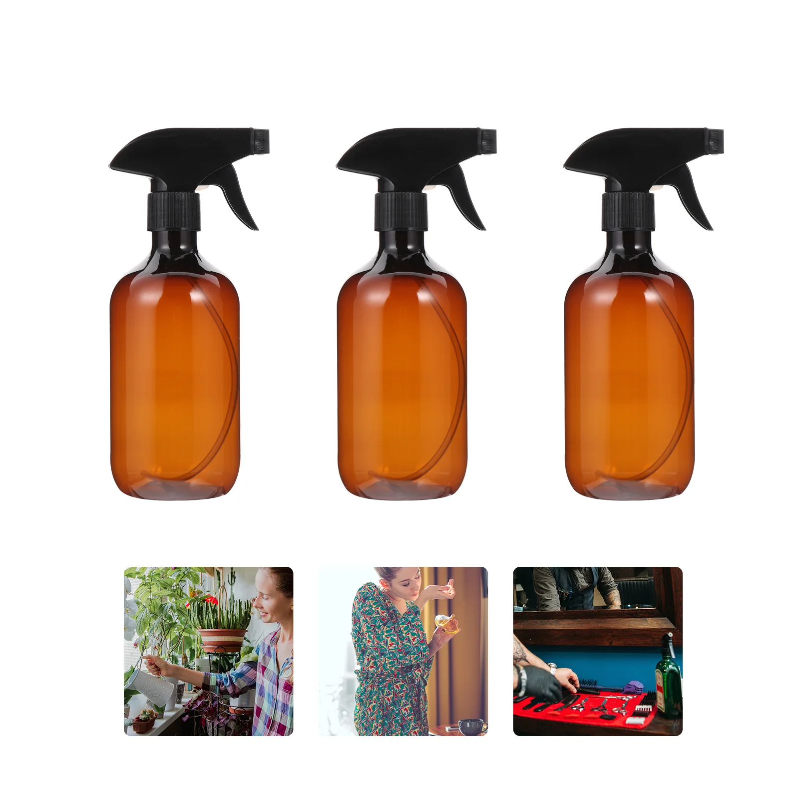 

4 Pcs Bottles 500ml Spray Empty Plastic Holder Container Brown Makeup Liquid Sprayer Travel