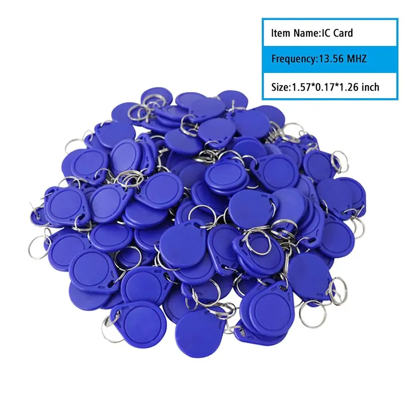 Blue 100pcs/pack RFID 13.56Mhz IC Keyfob Token Key Ring For Access Control Compatible with MIFARE Classic 1K Card