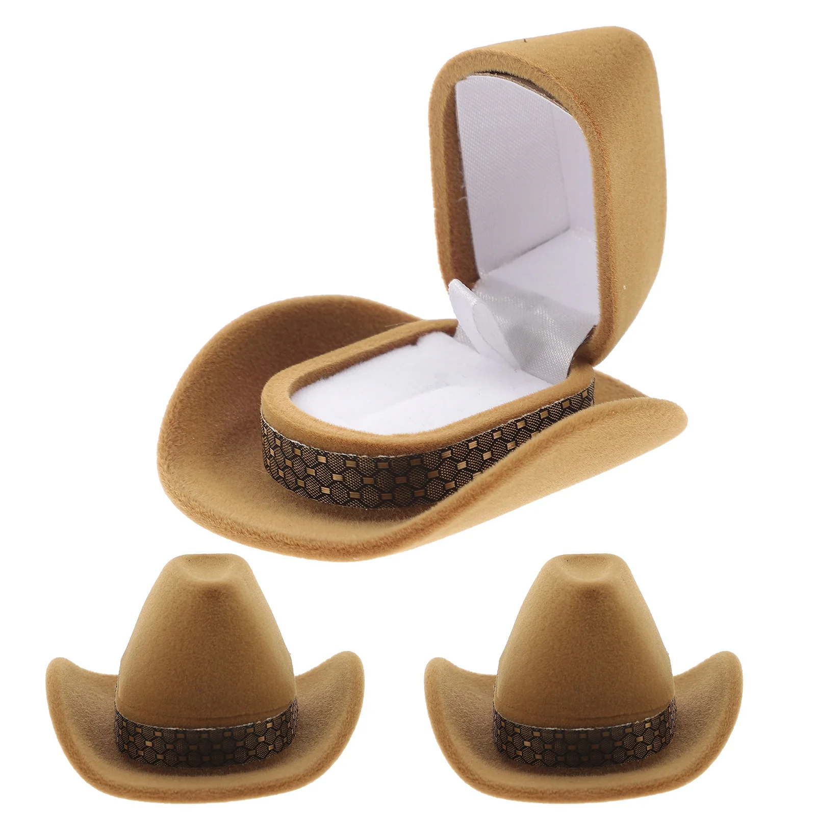 

3 Pcs Ring Jewelry Storage Box Hat Flannel Storage Case Earrings Storage Organizer Unique Jewelry Packaging Box