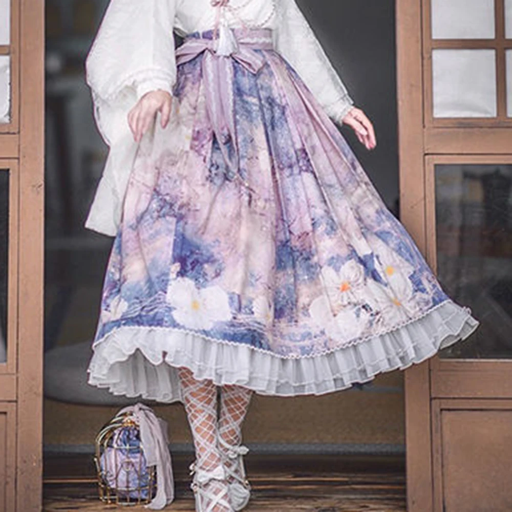 

Send a belt to sleep in a flower dream factory original SK skirt Lolita printed lolita skirt vintage women clothing