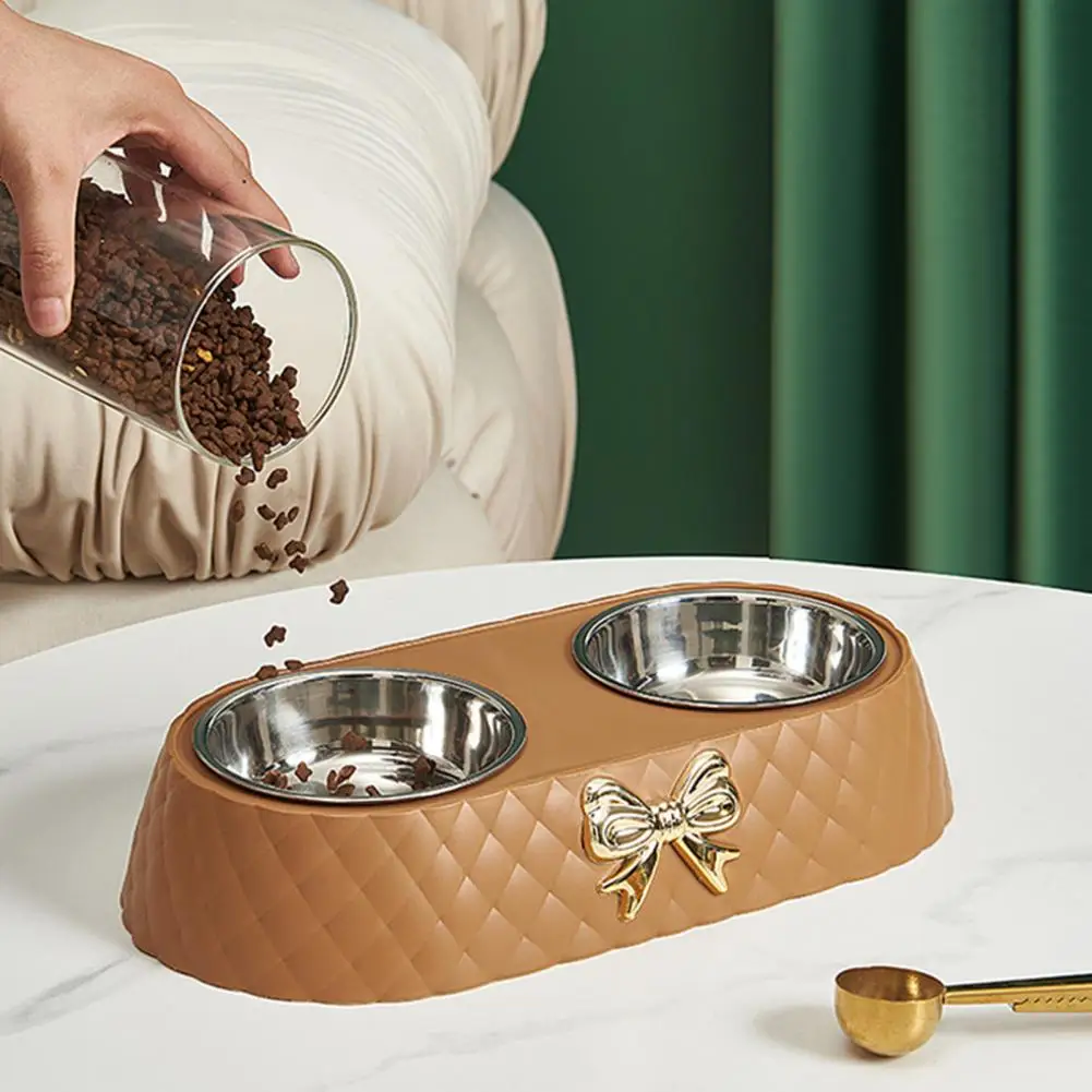 Anti-deformed Pet Water Bowl Pet Accessory Cat Food Bowl Bow-knot Dog Cat Feeder Double Bowls Store Food