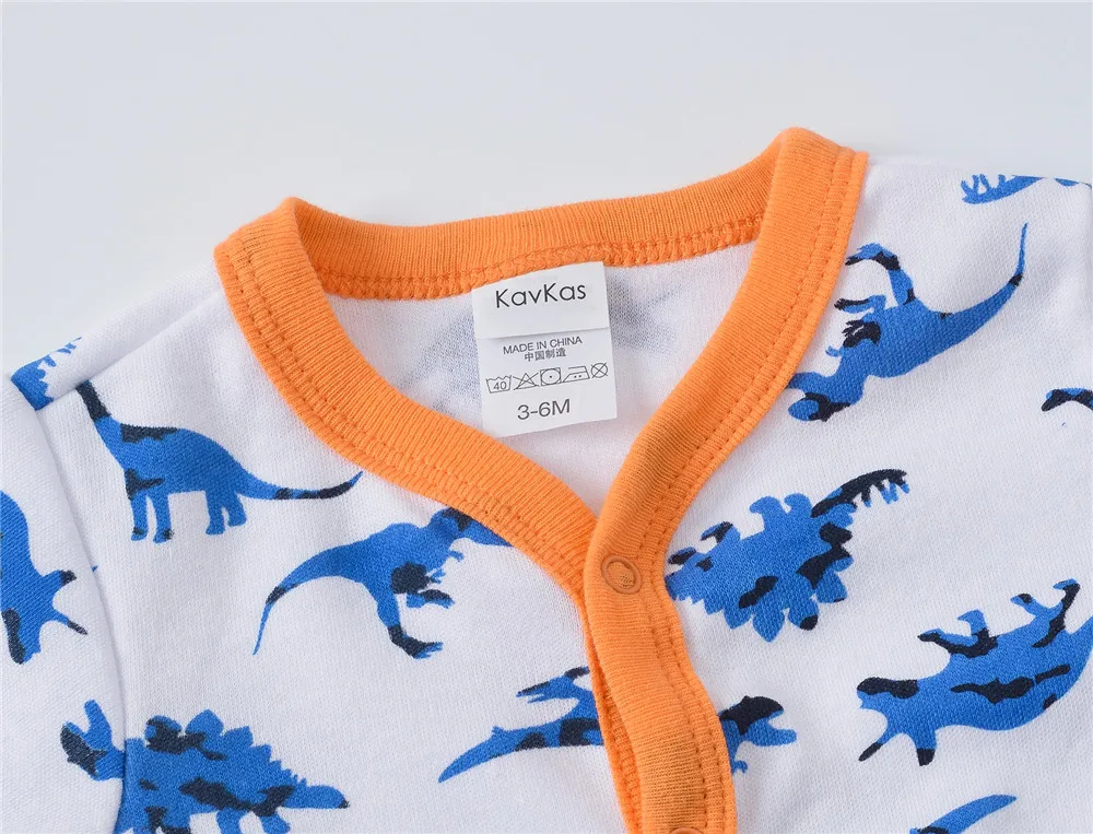 Kavkas Baby Boy Rompers Dinosaur Design Newborn Cotton Clothes Full Sleeve Four Season 0-12 Months Romper