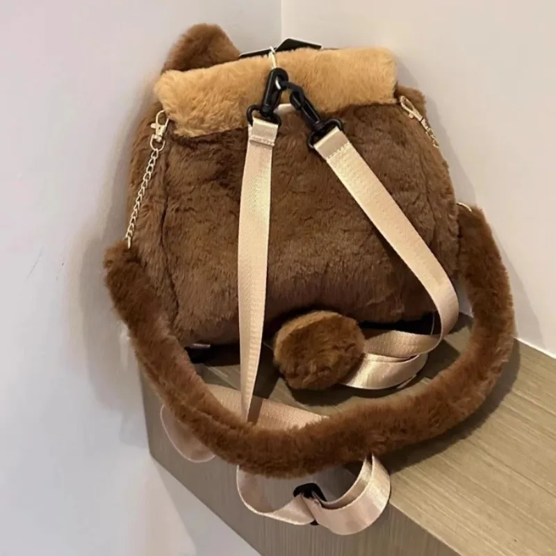 Raccoon Plush Backpack Cute Red Panda Women Crossbody Bag Soft Shoulder Bag for Camping Travel Party Female Birthday Gift