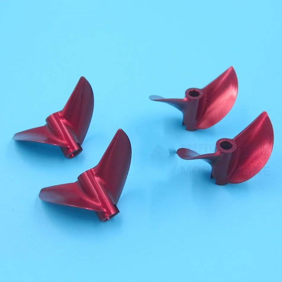 5-pair - 2 Blade Red Color CNC Aluminum Alloy Propeller ID=4.0/4.76mm OD=40~46mm Pitch=1.9 for Electric RC Boat