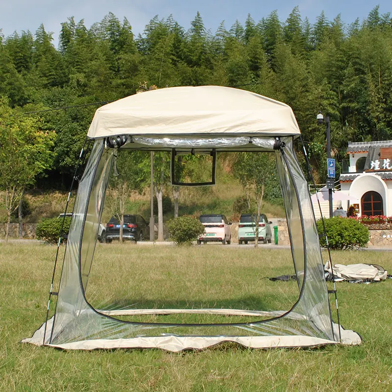 مظلة دافئة مقاومة للماء من مادة PVC تتسع لـ 3-4 أشخاص مع غطاء مطر إضافي، مأوى مقاوم للطقس على شكل شريط التماس، طويل ما يكفي #6