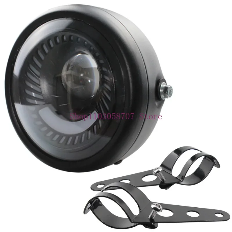 White LED Headlights for Harley Retrofit Vortex Spiral Headlights + Stand