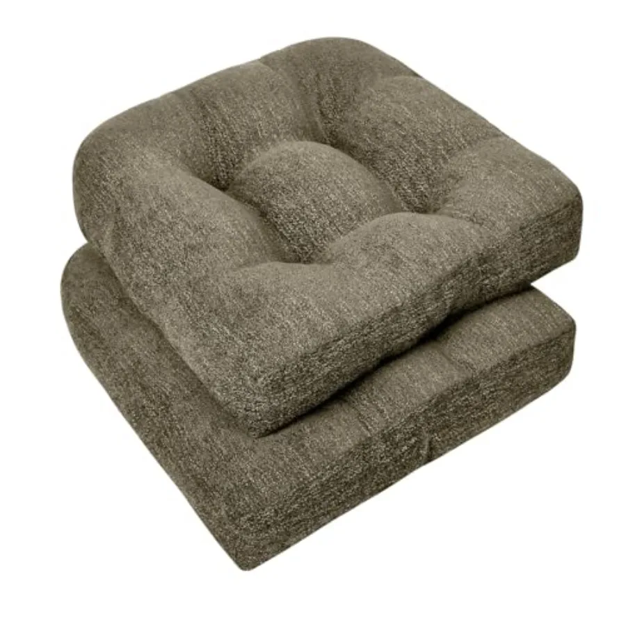 

Chair Cushions for Dining Chairs 2 Pack, Tufted Indoor Chair Pads with Non-Slip Bottom, U-Shaped Kitchen Chair Cushions, 17"x17