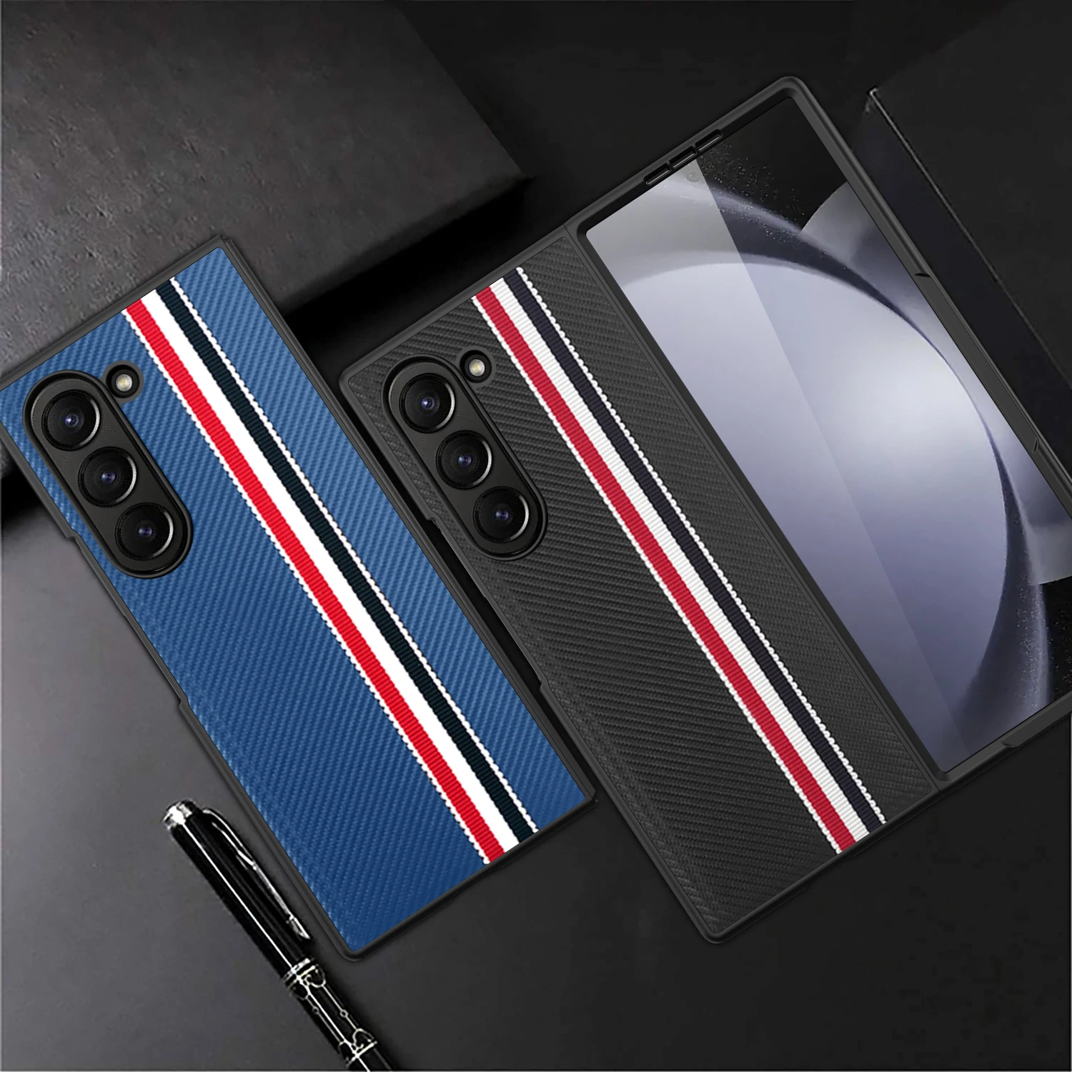 Matowe, składane etui Funda do Samsung Galaxy Z Fold 6 5 Fold5 Fold6 Fold3 Fold4 Fold 4 3 Torba z włókna węglowego chroniąca przed upadkiem