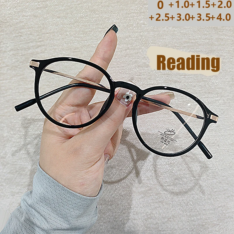 Neue ultraleichte Retro-Lesebrille mit rundem Rahmen, modische Anti-Blaulicht-Lesebrille für Männer und Frauen 5028