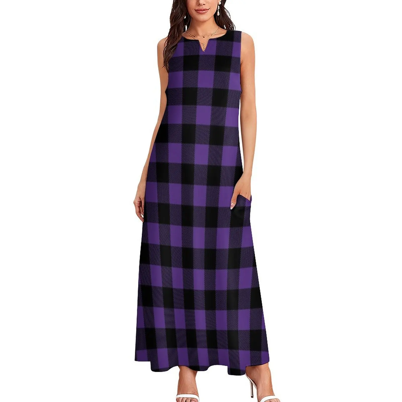 Lumberjack - Purple/Black Long Dress Dresses Beachwear Women dresses summer elegant dresses plus sizes Dress