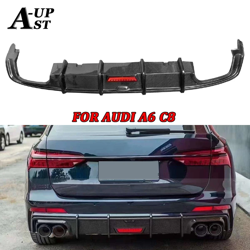 For Audi A6 C8 Travel Edition 2019+ Carbon Fiber Car Rear Bumper Diffuser  Back lip Spoiler Rear Lip Body kit