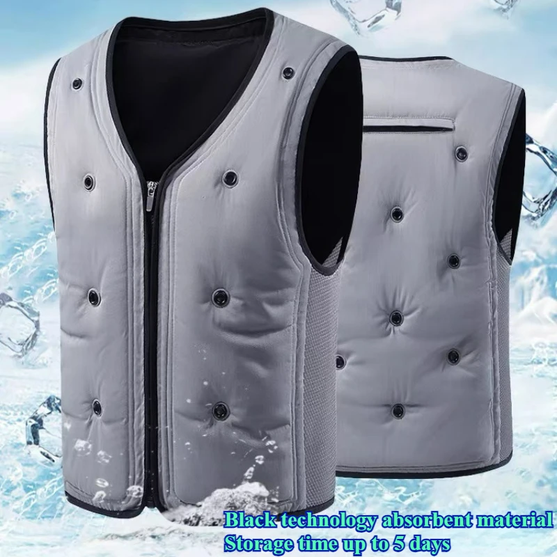 

Summer Water Injection Ice Bag Vest Mens Air Conditioning Refrigeration Clothes Water Evaporation Cooling Sleeveless Work Jacket