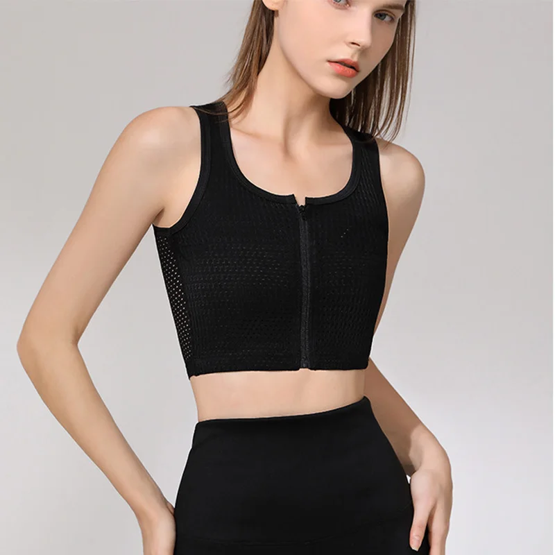 

Lesbian Tomboy Trans FTM Chest Binder - Cool Mesh Half Top с застежкой-молнией Flat Style Chest Binder с застежкой-молнией - Лесбиянка