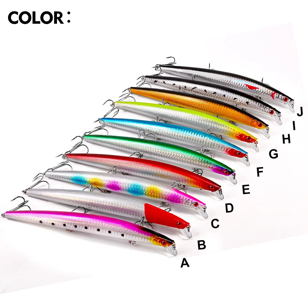 

PROBEROS 1pcs Fishing Lure 24.5g 18.5cm Hard Plastic Minnow Lure 10 Color Crankbait Fishing Baits 4# Treble hook DXM005