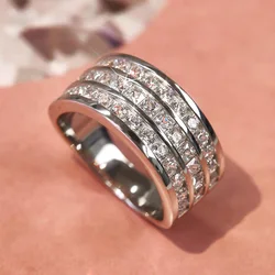 Huitan Modern Fashion Women Rings with Cubic Zirconia Silver Color Daily Wear Statement Accessories Wedding Engagement Jewelry