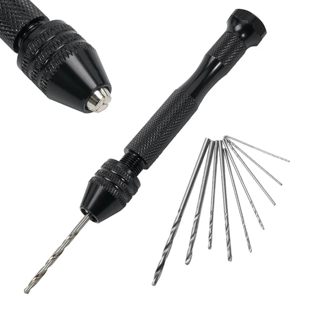Mini Hand Drill with 30Pcs Tiny Twist Drill Bits 0.5mm to 3.0mm, Portable Precision Drilling Kit for Resin Wood Plastic Metal