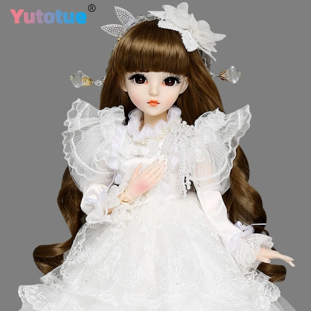 YUTOTUE 24 inch Height Girl Doll with Princess Dress Shoes Curly Hair Wig Removable Set Kids Toy BJD Doll