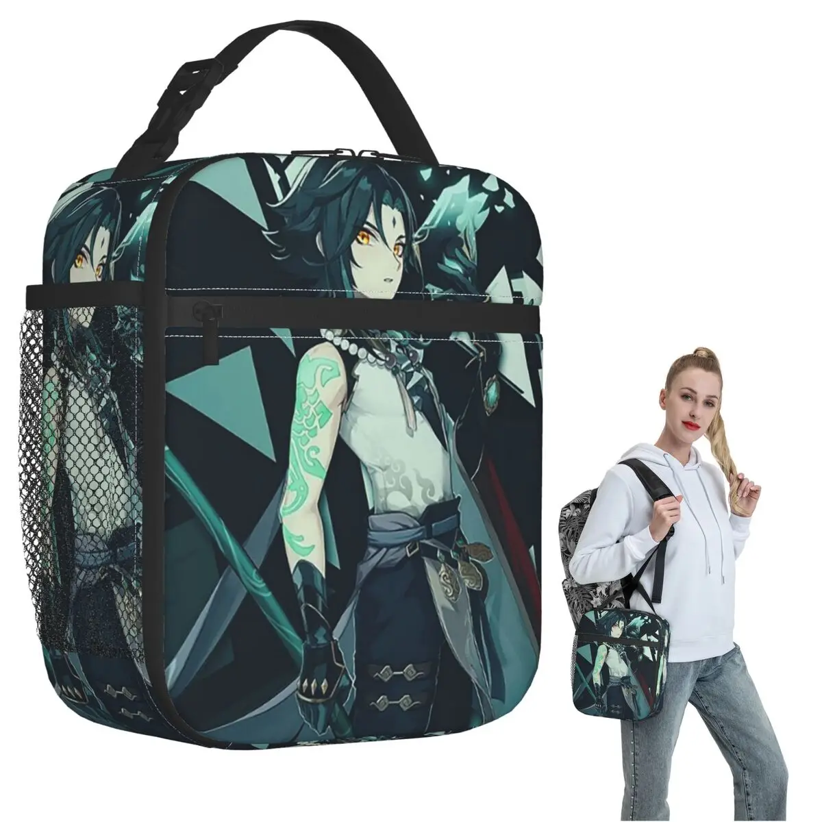 Genshin Impact Xiao 9 Insulated Lunch Bag for Women Kids Portable Food Boxes Thermal Lunch Box Tote
