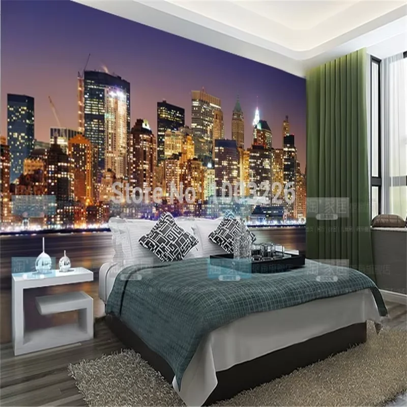 

custom photo mural modern City wallpaper Geometric lines night view luxury background 3D wallpapers Home Decoration 3D Stickers