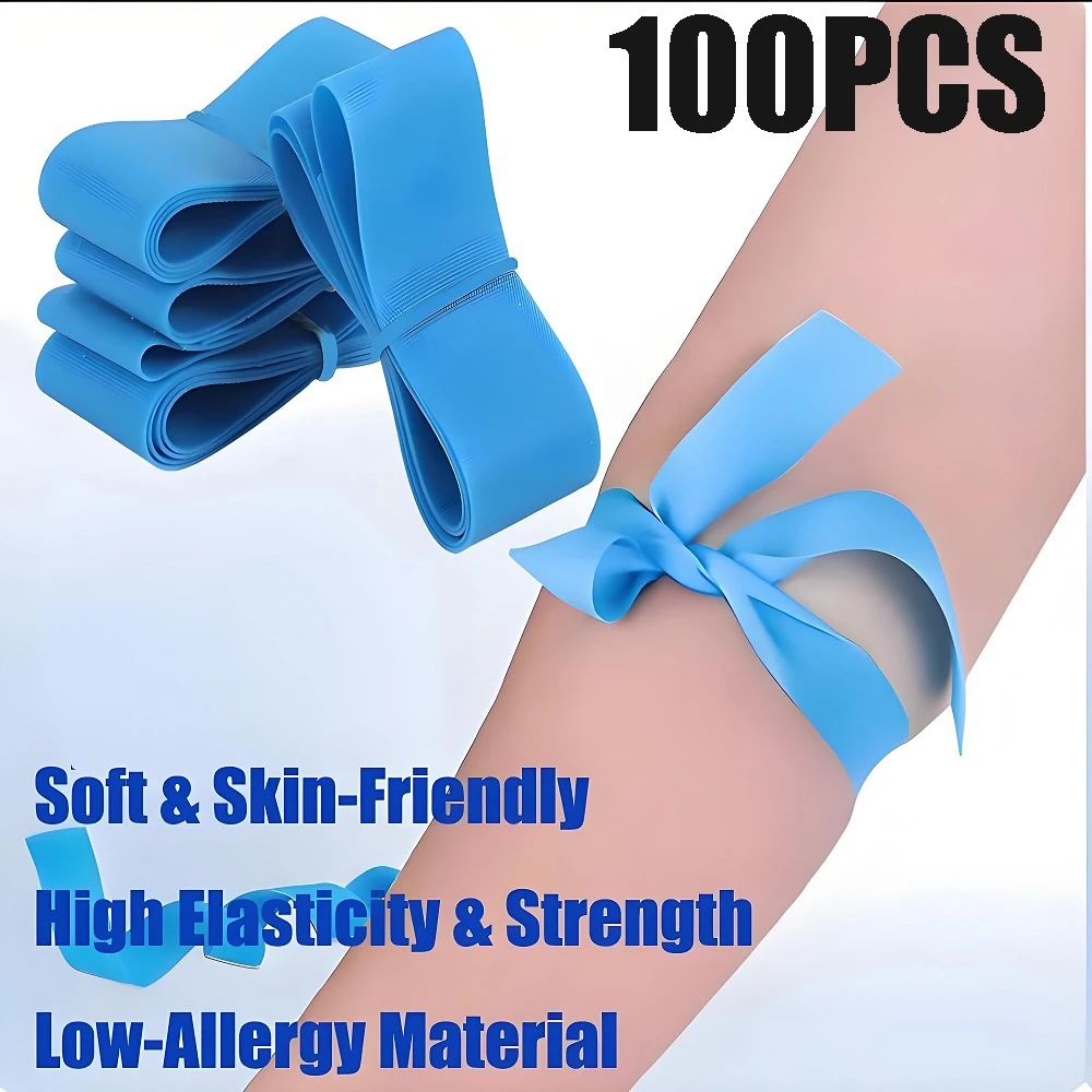 

100strips Pre Cut Elastic Belt Disposable Tourniquet First Aid Kit Product Medical Rubber Tourniquet Disposable Tourniquet