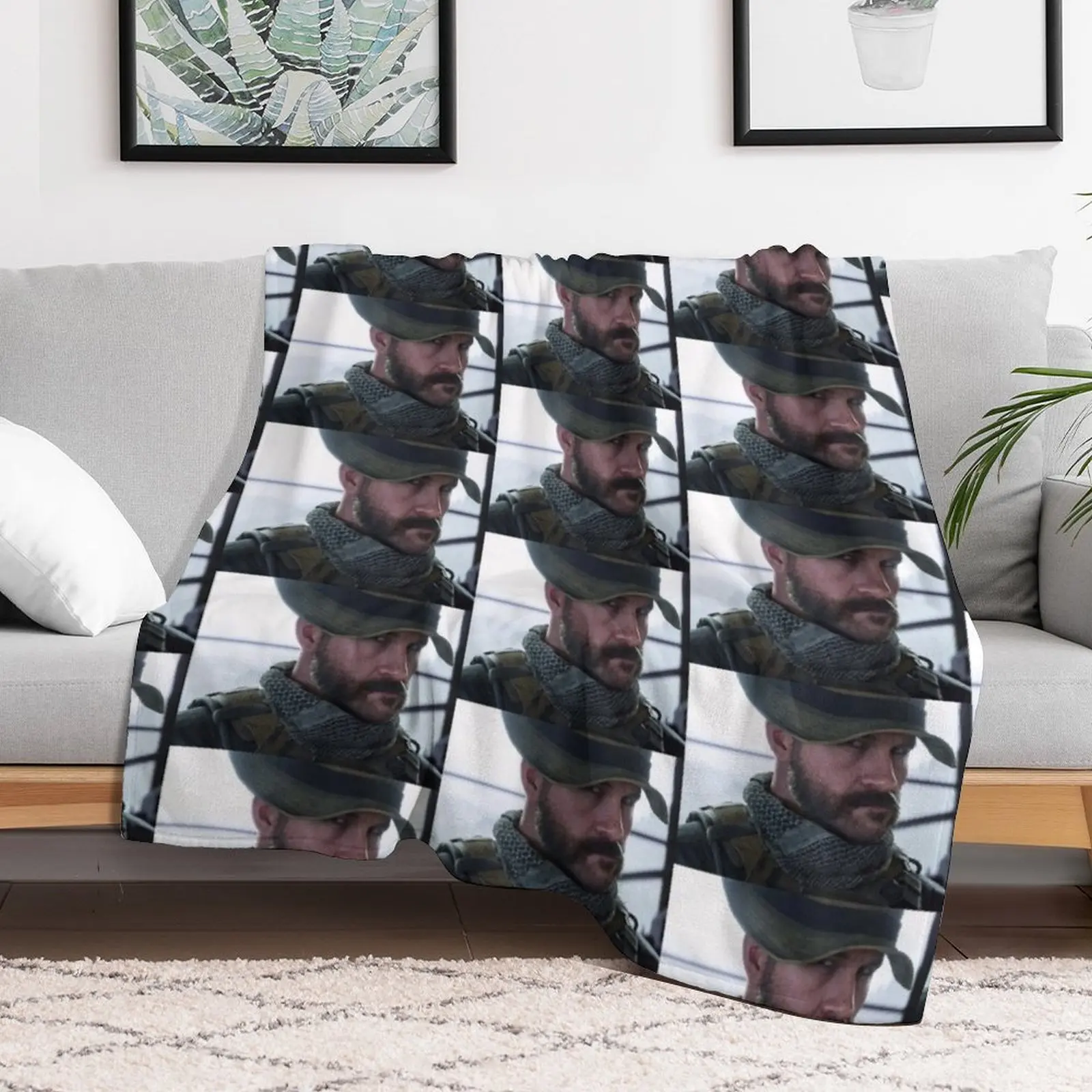 Captain John Price Throw Blanket Men's Soft Warm Throw Blanket for Couch