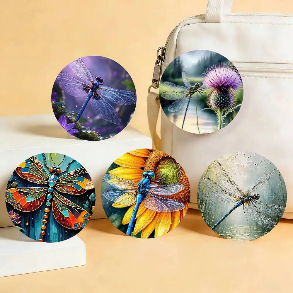 Interesting Dragonfly Badge Tinplate Meme Round Brooch For Hat Bag Creative Lapel Jewelry Accessories Gifts