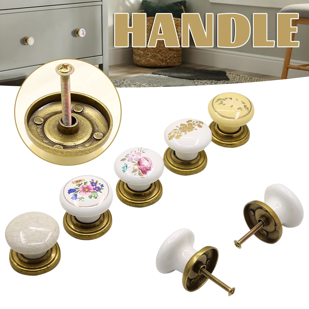 

1pcs Vintage Ceramic Door Knobs For Cabinet Drawer Closet Cupboard Wardrobe Furniture Door Pull Handle Desk Drawer Pull Hardware