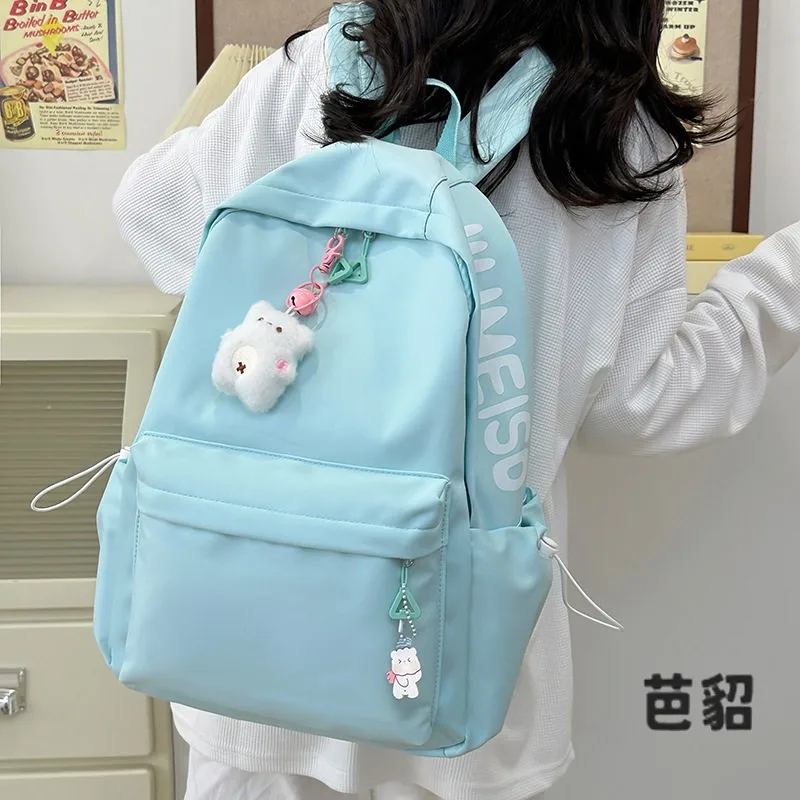 大容量リュック-女子高校生向け-シンプルコーデ-日常使い-ダブルショルダーバッグ-高い審美性