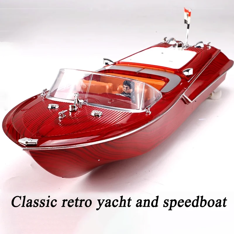 Remote Control Boat, Speedboat, Classic Retro Yacht Model, Super Large Electric Charging, Waterproof Boy'S Water Toy Boat