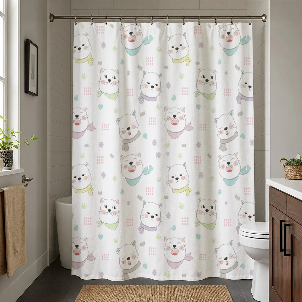 Cute Panda Cartoon Shower Curtain Waterproof Bathroom Liner for Kids Decor Home Shower Curtain Panel Accessories Bathroom Gifts
