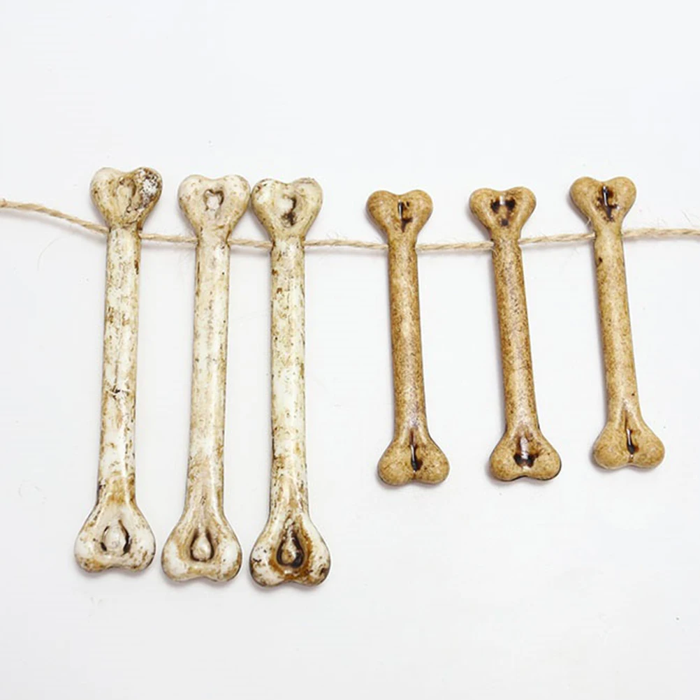 

20 Pcs Simulated Bone Decorations Plastic Fake Bones Hole Large Small Sizes Halloween Accessories Horror Party Prank Toys