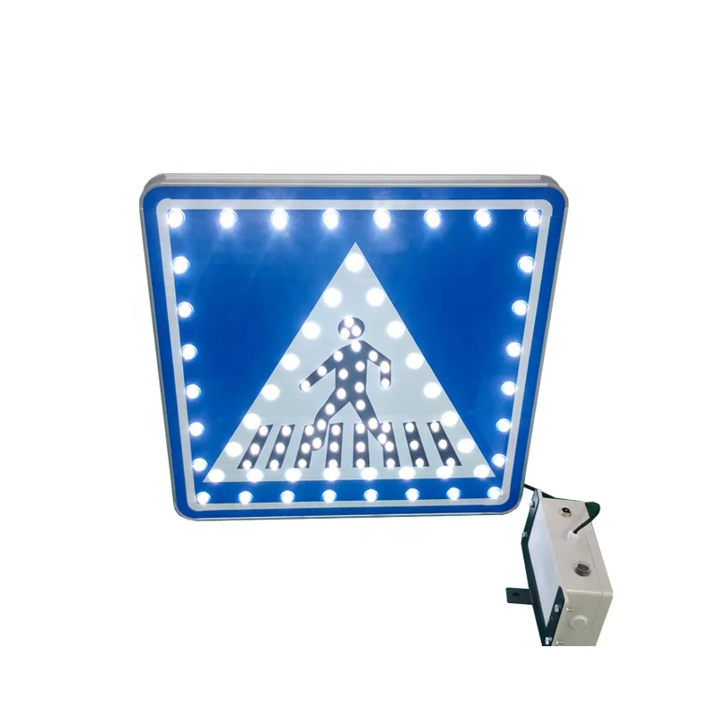 Traffic Warning Solar-Powered Infrared Sensor System Zebra Crossing Pedestrian Sign With 93 LEDs And 60H Lighting