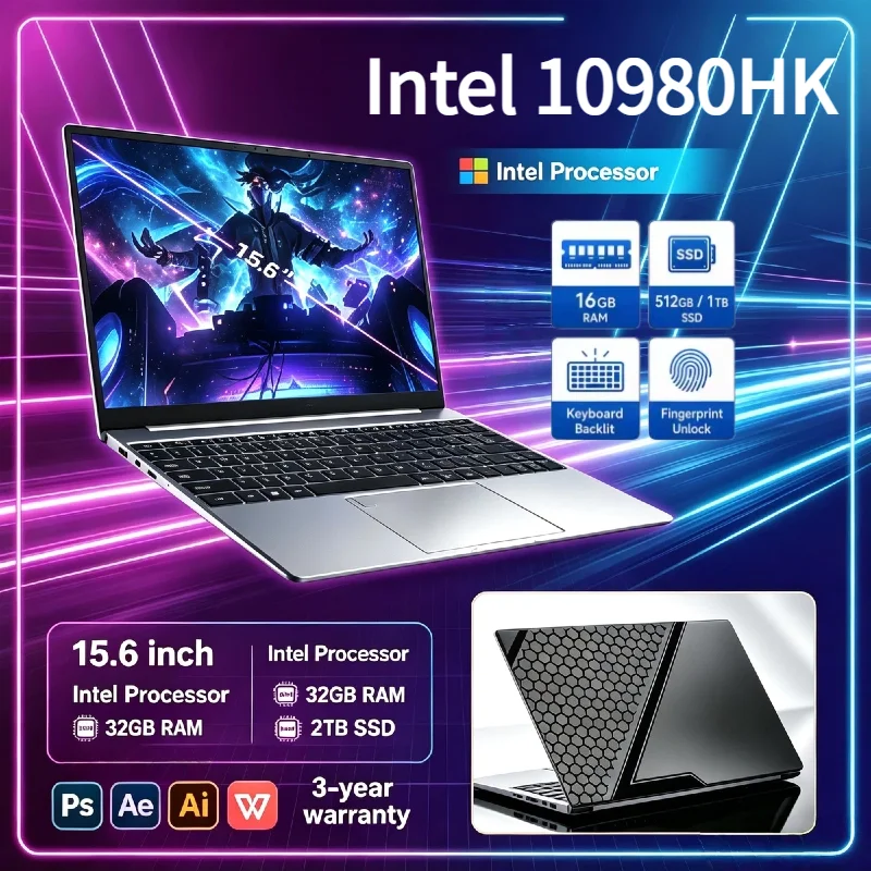 Ultra Slim Gaming Notebook Intel Core i9 10980HK 32GB RAM 1TB SSD 15.6 Inch Fingerprint Cooler Boost for Fortnite PUBG