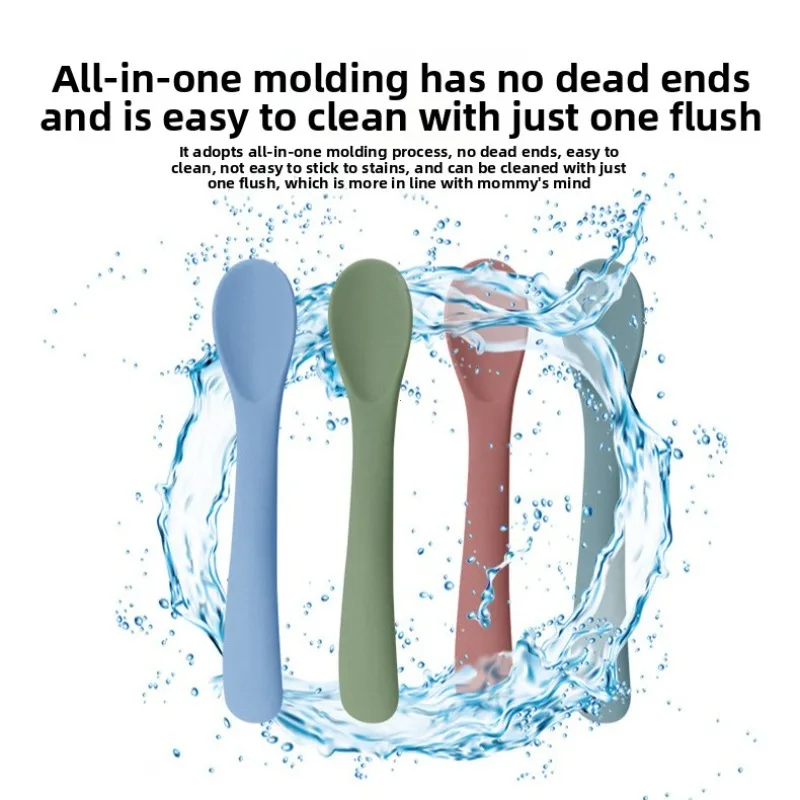 3 قطعة ملعقة سيليكون الطفل ملعقة التعلم ملعقة لينة الأدوات أواني التغذية بيبي مستلزمات الأطفال ملعقة طعام الطفل #5