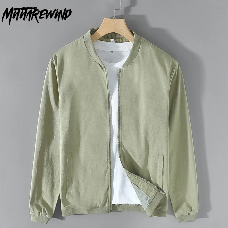 

2024 Spring Fall New Man Jacket Mid-aged Men Daily Causal Zipper Coat Solid Baseball Collar Jackets Simple Cotton Men's Clothing