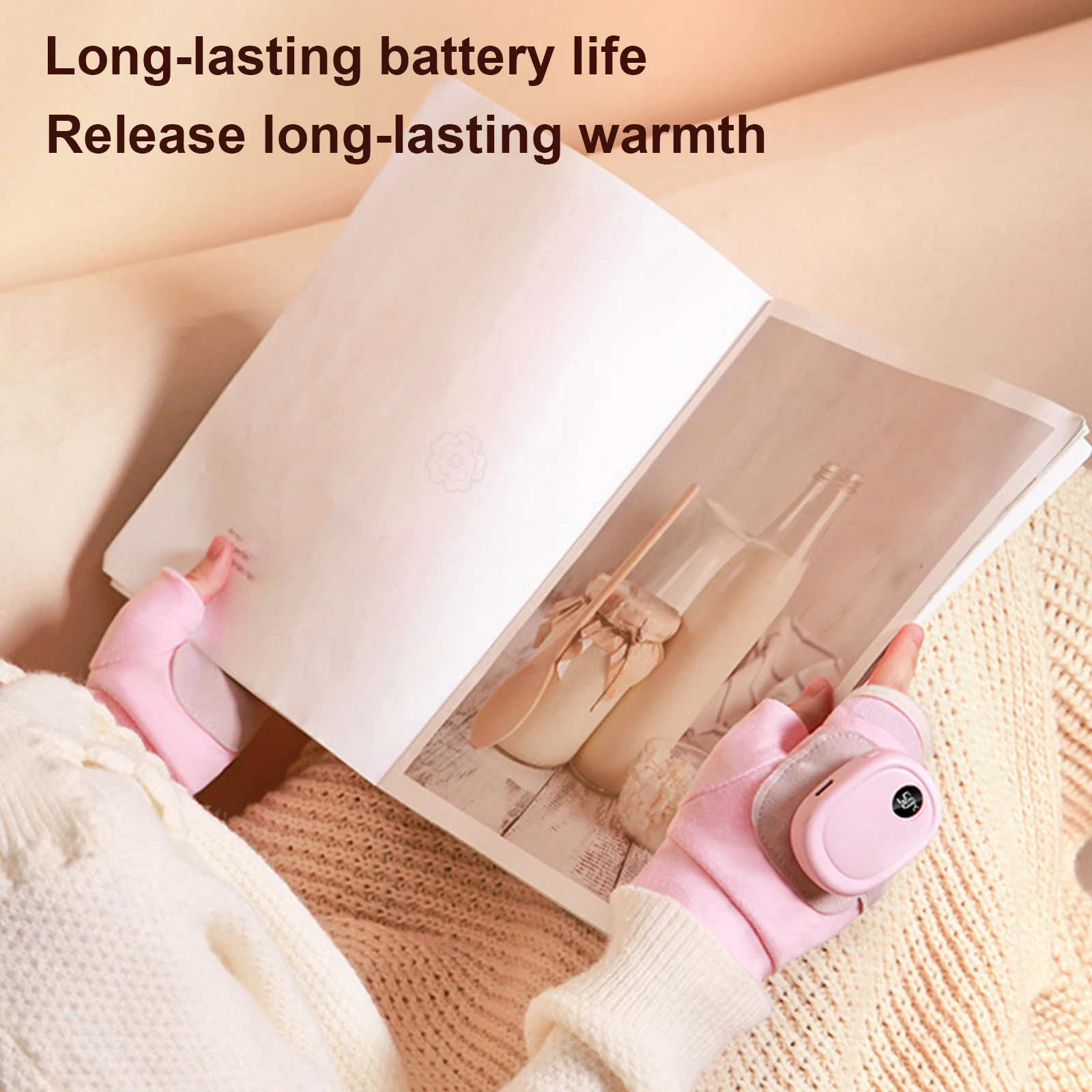 قفازات شتوية بدون أصابع، قفازات تسخين كهربائية قابلة لإعادة الشحن، 3 درجات حرارة قابلة للتعديل للنساء والرجال، كتابة الرسائل النصية، والقيادة