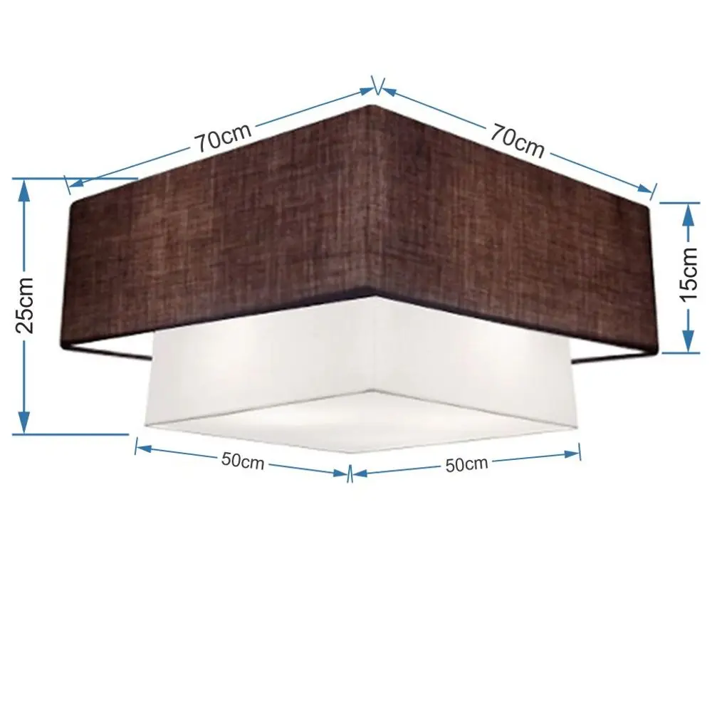 Square Double Plafon Md-3018 Dome Fabric 25/70x50cm Coffee/White-Bivolt