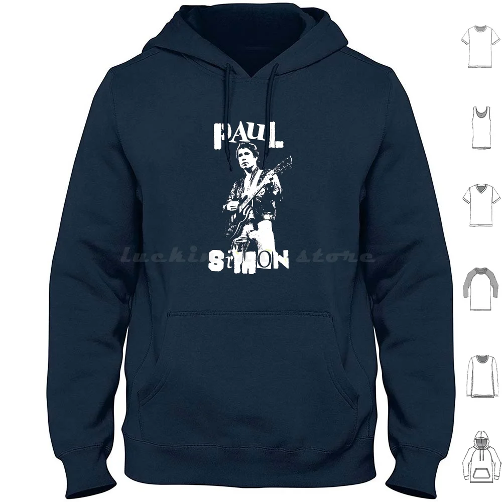 Paul Punk Simon-White Stencil Hoodies Long Sleeve Paul Simon Graceland Punk Folk Garfunkel 60S 70S 80S 90S Rhymin