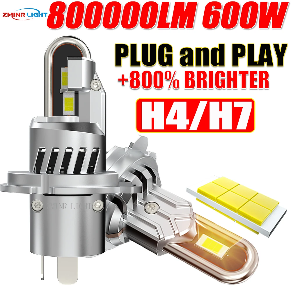 

H7 H4 LED Bulbs Super Bright Car Headlight CANBUS 800000LM Automobile Light Turbo Plug&Play Wireless Mini 6000K White Headlamp