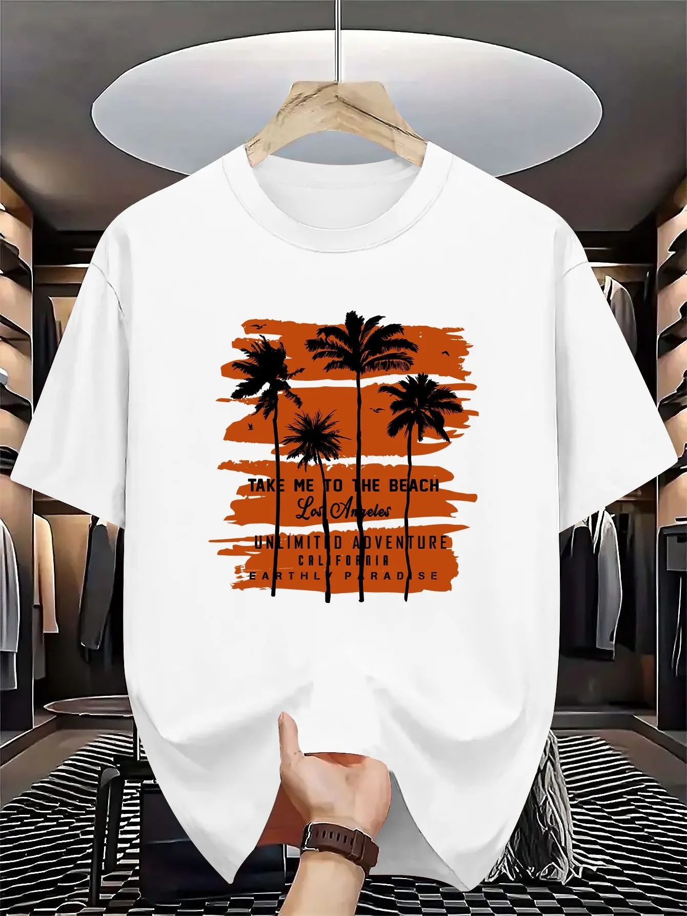 California Los Angeles Beach T-Shirt Men Women Palm Tree Graphic Tee Summer Adventure Vacation Short Sleeve Casual Unisex Tops