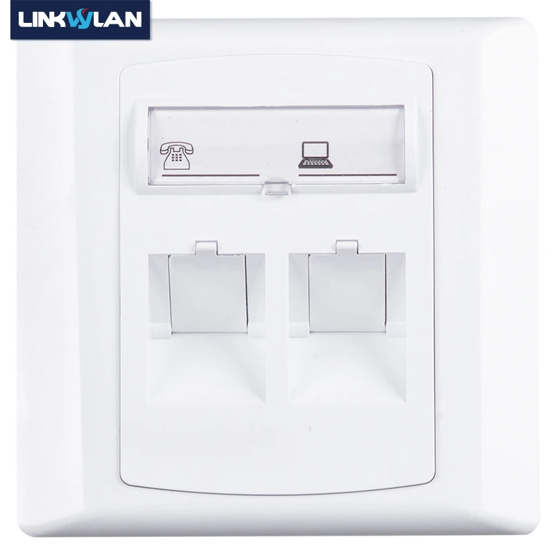Linkwylan 86x86mm CAT6 RJ45 sieciowa osłona ścienna pojedyncza 1-portowa podwójna 2-portowa płyta czołowa gniazda internetowego LAN do włącznik Ethernet
