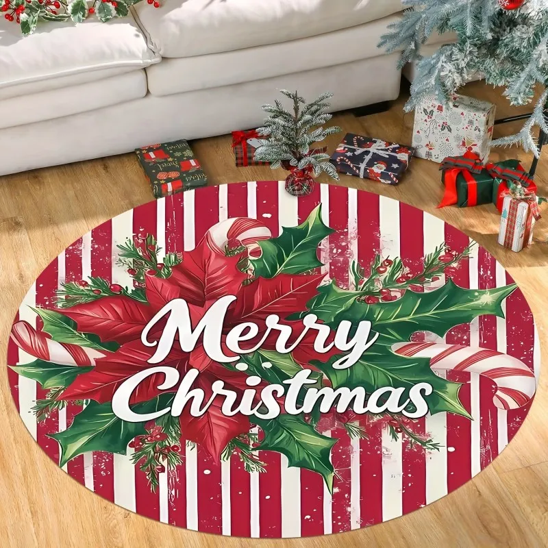 Santa Claus Golden Retriever Dog Round Rug Believe Christmas Circular Carpet Winter Holiday Home Decor SoftFloor Mat