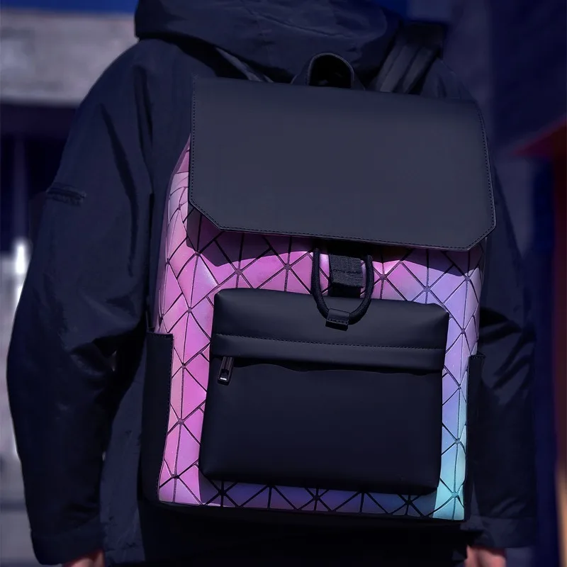 Brand Design Men Backpack Rhombus Colorful Reflective Backpacks Men Large Capacity 15 inch Laptop Bag Casual Student School Bags