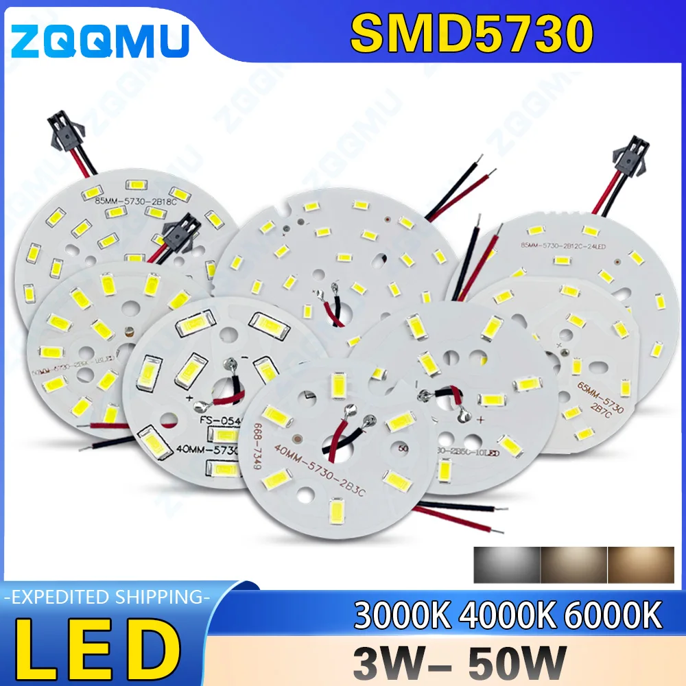 1PC 5W 7W 9W 12W 15W 18W 24W SMD5730 LED Chip High Power Lamp Bead Aluminum PCB Board for LED Bulb Lighting Replacement Upgrade