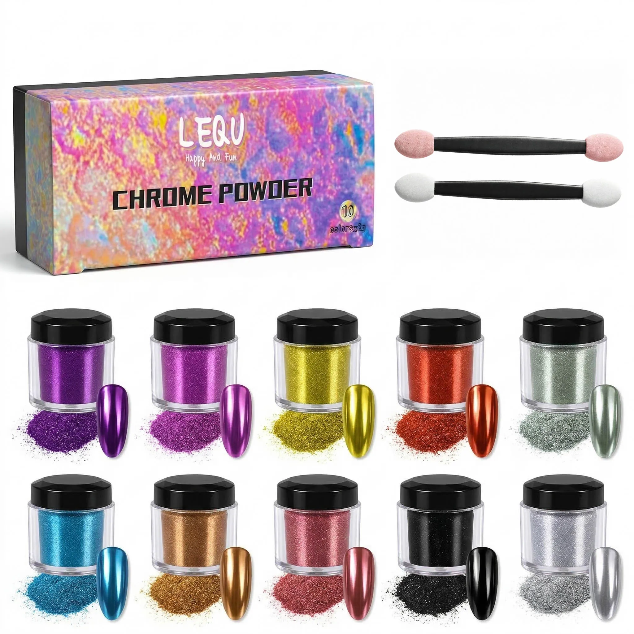 DIY 10-Color Magic Mirror Powder, Mirror-Effect Mica Powder, suitable for nail art, ring resin, slime, crafts, and mugs view 2