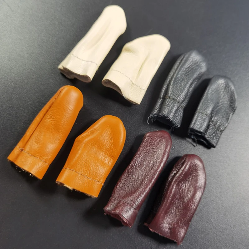 Cowhide Finger Cots Leather Finger Protectors Cowhide DIY Handmade Finger Cots Random Color Index Thimble Protector Sewing Tools